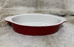 Lodge Red Enameled Stoneware Oval Gratin Baking Serving Dish 9.5" X 5.25" 2". Fixed Price $10.89.