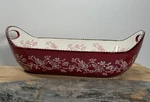 New Temptations Tara Floral Lace Red Oval Centerpiece Handled Bake Serving Bowl. Fixed Price $33.23.