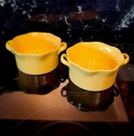 Bia Cordon Blue Wavy Round Souffle Baking Dish Marigold Yellow 5X2 16 Oz Nice. Fixed Price $34.00.