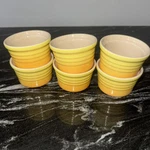 Of 6 Yellow Ombr Le Creuset French Ramekins Custard Cups Stoneware. Fixed Price $25.00.