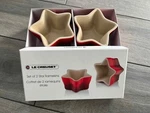 Le Creuset Of 2 Star Ramekins, Cerise Red, Stoneware, Nib. Fixed Price $39.99.