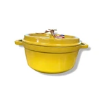 Staub Yellow La Cocotte 3.9 Qt Cast Iron Round. Fixed Price $157.50.
