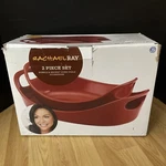 Rachael Ray Bubble And Brown Oven Ovals Stoneware Red 2-PIECE (1.25 Qt 2.25. Fixed Price $49.99.