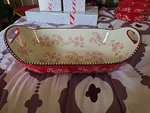 Temp-tations By Tara Floral Lace "red" Oval Centerpiece Serving Bowl B25. Fixed Price $40.99.