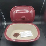 Pampered Chef 3.1QT 3L Cranberry Deep Covered Baker Roaster Dutch Oven Stoneware. Fixed Price $135.00.