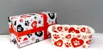 Temptations By Tara Pawfetti 12OZ Loaf Pan White/red Hearts/paw Prints Gift Box. Fixed Price $16.00.