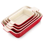 Bakeware Set Of 4, Malacasa Porcelain Baking Pans 4-RECTANGULAR, Red. Fixed Price $93.68.