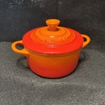 Le Creuset Mini Round Cocotte 8OZ Stoneware Volcanic Orange Cookware No 0835. Fixed Price $23.00.