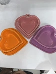 Valentines Set Of 3 Williams Sonoma Ceramic Heart Shape Ramekin Dish. Fixed Price $35.00.