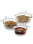 Libbey Baker's Basics Glass Casserole Dish Set With Covers. Fixed Price $59.00.