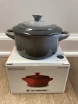 "oyster" 8 Oz Mini Round Cocotte Le Creuset Petite Dutch Oven With Lid Nwt Flint. Fixed Price $45.99.