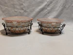 Temptations Old World Orange 2 Qt &1.5 Round Bowl W/wire Basket Plastic Lid. Fixed Price $49.99.