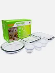 Kitchen Classics 9 Piece Glass Cookware New Box - Storage Containers Included. Fixed Price $40.00.