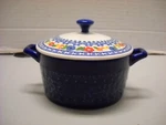 Pioneer Woman Mini Casserole With Lid Cobalt Blue Floral Design Nwt. Fixed Price $28.95.