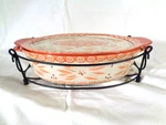 Temptations Old World Orange 13" Handled Baker With Lidit & Metal Stand 2.5 Qt. Fixed Price $23.99.