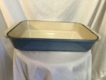 Creuset Cast Iron #30 Enameled Baking Casserole Pan Dish Blue. Fixed Price $59.00.