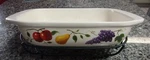 Oven-to-table Stoneware Baking Dish With Cradle Carrier White Clean 12.5 X 10.5". Fixed Price $12.95.