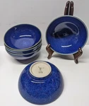 Set Of 5 Jars France Tourron Provencal Blue Green Soup Cereal Bowls 3/4". Fixed Price $119.99.