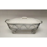 Godinger Rare Vintage 2 Quart Rectangular Covered Porcelain Baker W/serving Rack. Fixed Price $81.00.