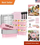 100 Pack Mini Loaf Pans With Lids And Spoons Sealing Sticker, 6.8OZ Cake.... Fixed Price $46.57.