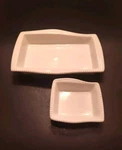 Pier 1 Imports Stoneware Serving Casserole Dish Set With White Beaded Edge. Fixed Price $22.00.