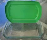 Heavy Glass Casserole Bakeware & Storage Lid 14 1/4" X 8 3/4" Including Handles. Fixed Price $15.00.