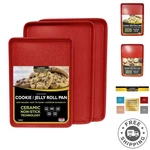 Ultimate Red Granite 3-PIECE Cookie Sheet Set Eco-friendly Non-stick Finish. Fixed Price $87.98.