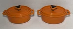 Two Rachael Ray Orange Enamel Cast Iron Mini Tiny Oval Casseroles Dishes Bundle. Fixed Price $39.99.