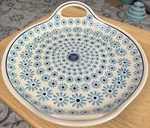 Boleslawiec Polish Pottery Zaklady Round Platter Serving Tray With Handles. Fixed Price $65.00.