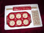 Temptations Tara Red Floral Lace Baking Set Rolling Pin & Rest Muffin Pan Trivet. Fixed Price $95.00.