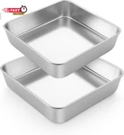 Lianyu 2 Pack 9 X Inch Square Cake Pan, Stainless Steel Baking Lasagna Brownie. Fixed Price $23.57.