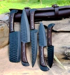 Custom Made Carbon Steel Chef Knife Set Kitchen Knives With Leather Bag 2929. Fixed Price $99.70.
