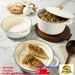 Sur La Table Enameled Cast Iron Stackable Cookware Set Heavy-duty Grill Pan New. Fixed Price $191.99.