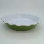 Emile Henry France Green Scalloped Ruffled Ceramic Pie Dish Pan 9 Inch 6131. Fixed Price $24.99.