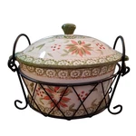 Temptations By Tara World 1.5QT Casserole +lid Wire Holder Trivet KFI-727471. Fixed Price $24.95.