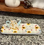 Mudpie Sunflower Life Perfect Dish And Toothpick Holder Flowers Set Ceramic. Fixed Price $21.99.