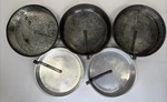 Vintage Easy Release Slider Cake Pie Pans Tins (2) 7 3/4" Bake King & (3) 8.5". Fixed Price $19.99.