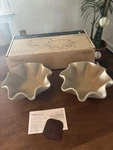Pampered Chef Tortilla Shell Baker Set Of Stoneware Usa 8X3 In 2152 W/ Box. Fixed Price $26.99.