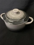 ++ Le Creuset Stoneware Mini Round Cocotte 8 Oz Oyster Grey. Fixed Price $34.74.