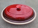 Creuset Oval Casserole Dish 6QT Cherry Red Stoneware 0503 Vgc. Fixed Price $59.50.