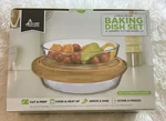 New Eco+chef 2 Piece Round Baking Dish Set With Bamboo Cutting Boards (4 Pcs). Fixed Price $25.99.