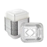 Waytiffer Aluminum Foil Pan 5.5" X 4.5" (50 Pack) Clear Lids, Silver. Fixed Price $21.31.