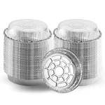 7 Round 100 Pack Aluminum Foil Pans With Clear Lids Disposable Containers .... Fixed Price $51.47.