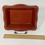 Bico Red Stoneware Bakeware Baking Casserole Dish 10X8 Upper & 7X4.5 Lower Dims. Fixed Price $15.00.