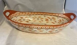 Temptations By Tara Old World Orange Oval Canoe Bakeware With Tab Handles. Fixed Price $15.00.