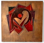 Copper Vintage Panel Wall Art Abstract Winged Figure Acrylic Colored Hanging Old. Fixed Price $124.99.