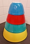 Mcm Pyrex Primary Colors Vtg Nesting Mixing Bowls Complete Set Of 401 404. Fixed Price $124.95.