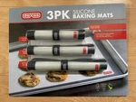 Dexas Heat 3 Pack Resistant Reuseable Silicone Baking Mats, Gray. Fixed Price $10.00.