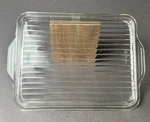 Vtg Pyrex Glass Lid 503-C Ribbed Handles Only 9 1/2" 6 3/4 Chipped. Fixed Price $12.98.