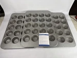 Lot 3 Chicago Metallic 44705 20 Cup 8.2 Oz Glazed Aluminized Steel Muffin Pan. Fixed Price $79.00.
